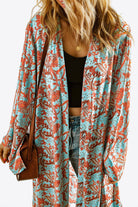 Light Gray Printed Open Front Duster Cardigan