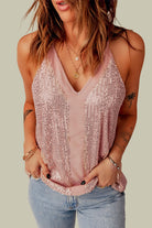 Tan Sequin Racerback Tank Holiday