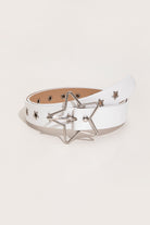 Antique White PU Leather Star Shape Buckle Belt