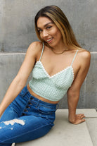 Rosy Brown Leto Gingham Daisy Trim Smocked Bustier in Sage