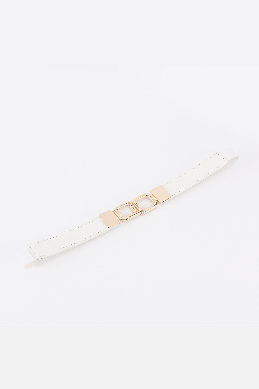 White Smoke Geometric Double Buckle Elastic Belt Trends