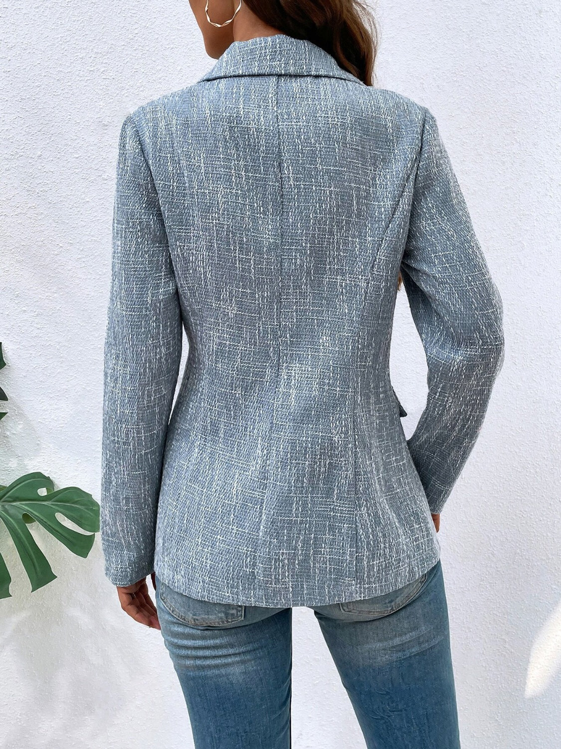 Light Gray Lapel Collar Long Sleeve Blazer with Pockets Trends