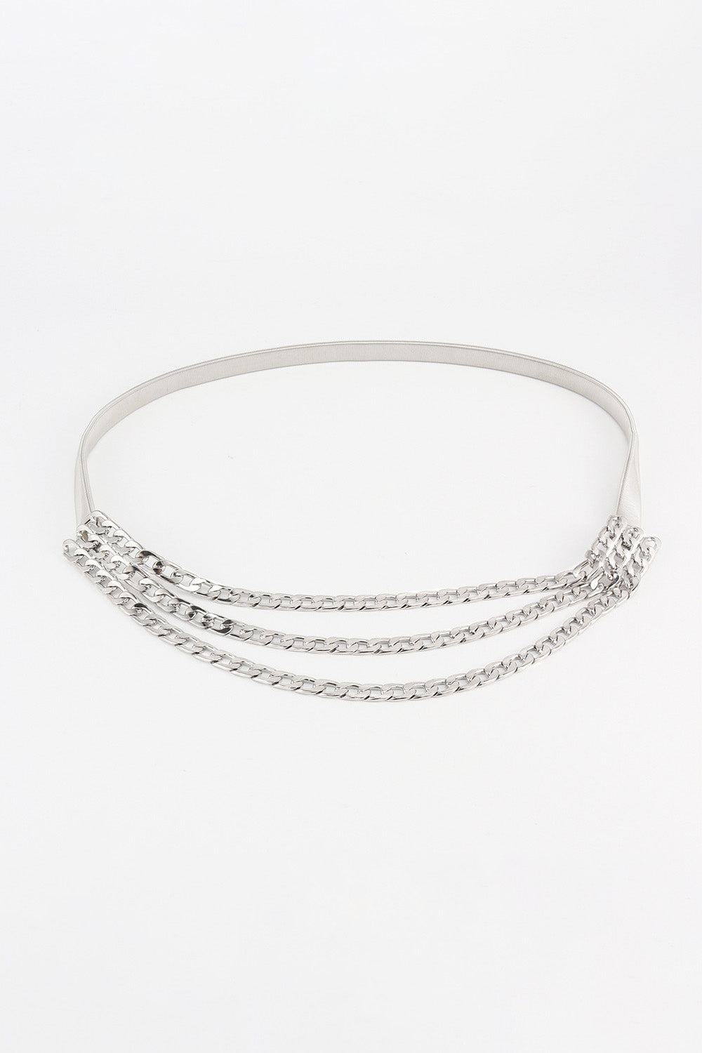 White Smoke Metal Triple-Layered Chain Belt Trends