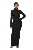 Black Mock Neck Long Sleeve Maxi Slim Dress Trends