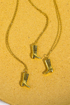 Sandy Brown Cowboy Boot Pendant Stainless Steel Necklace