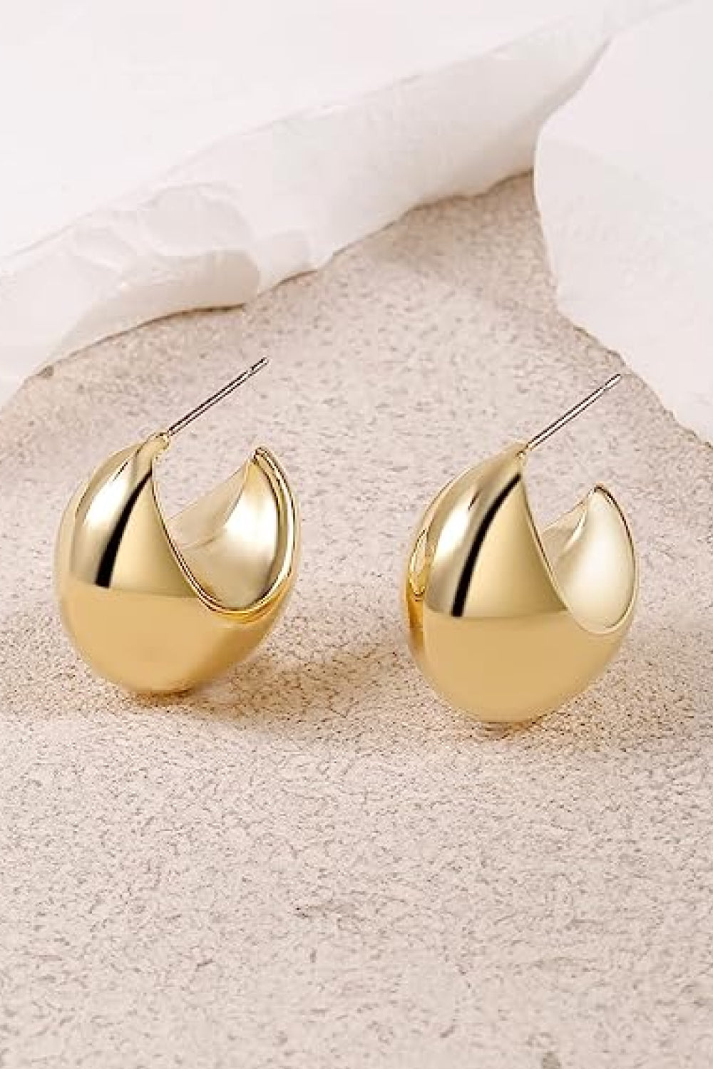 Light Gray Chunky C-Hoop Brass Earrings Dresses