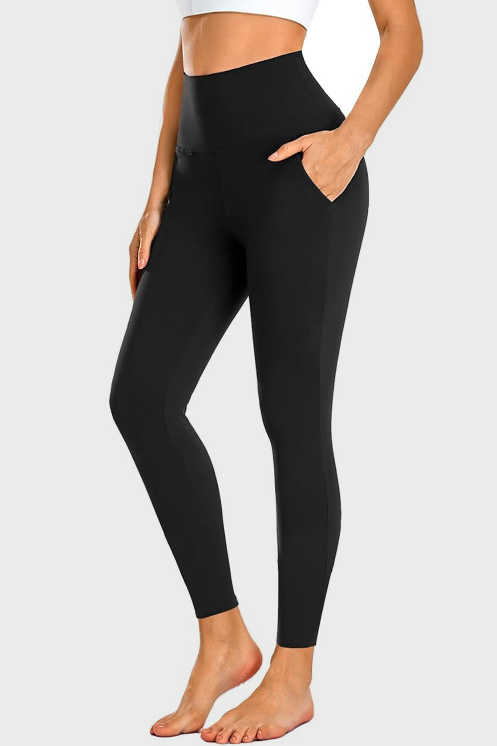 Black Pocketed High Waist Active Leggings Trends