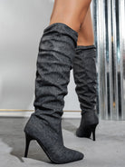 Dark Gray Point Toe Stiletto Boots Trends