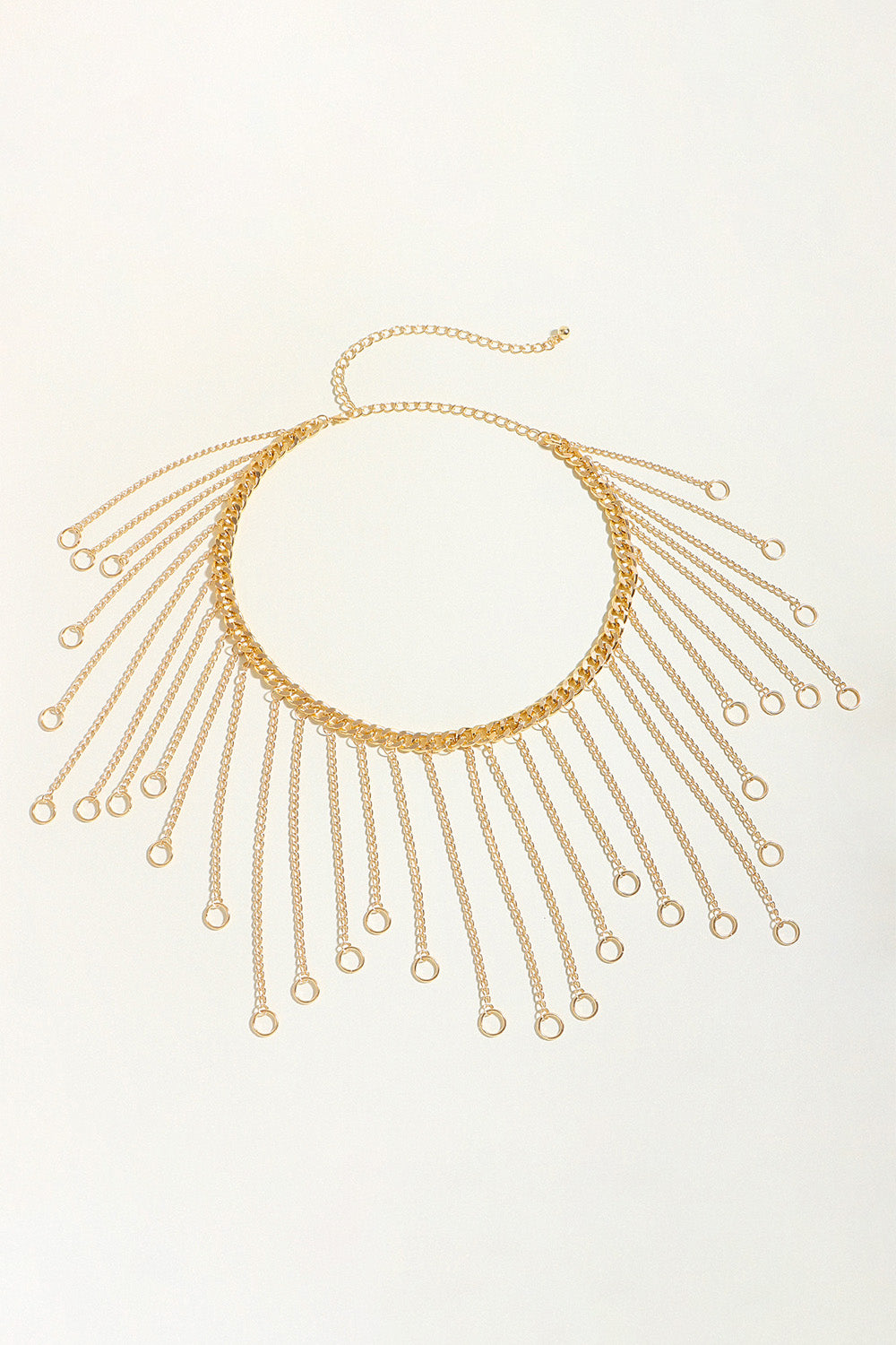 White Smoke Fringe Chain Alloy Belt Trends