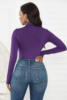 Lavender Turtleneck Long Sleeve Bodysuit Trends