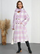 Light Gray Plaid Button Up Long Sleeve Coat Coats & Jackets