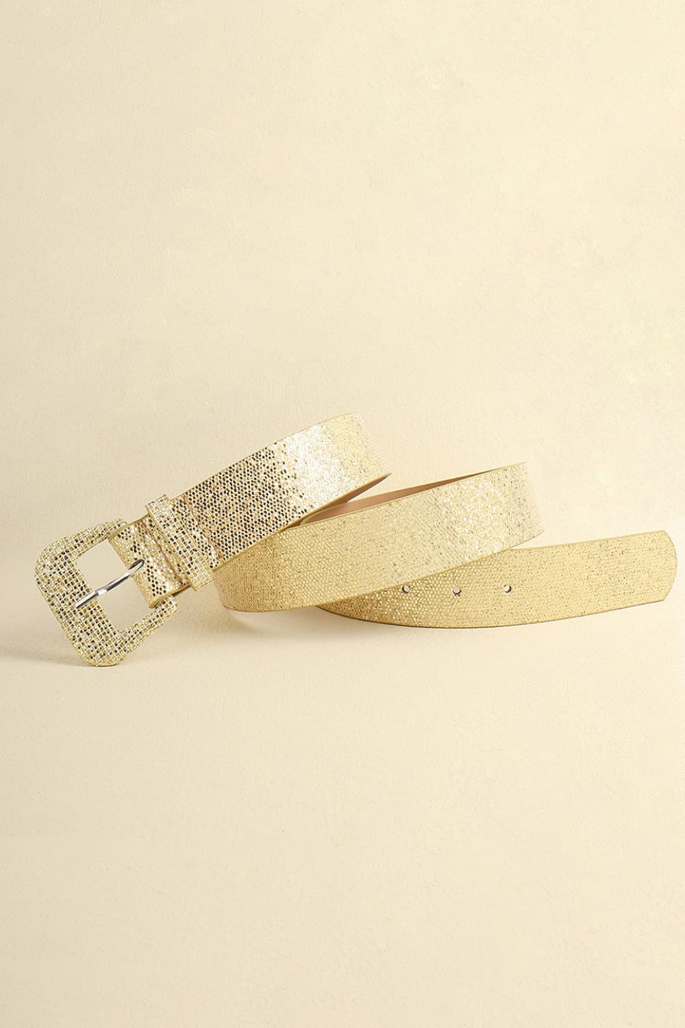 Bisque Glitter PU Leather Belt