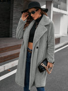 Dim Gray Ivy Lane Plush Collared Neck Button Up Coat Coats & Jackets