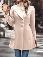 Dark Gray Collared Neck Long Sleeve Longline Coat Coats & Jackets