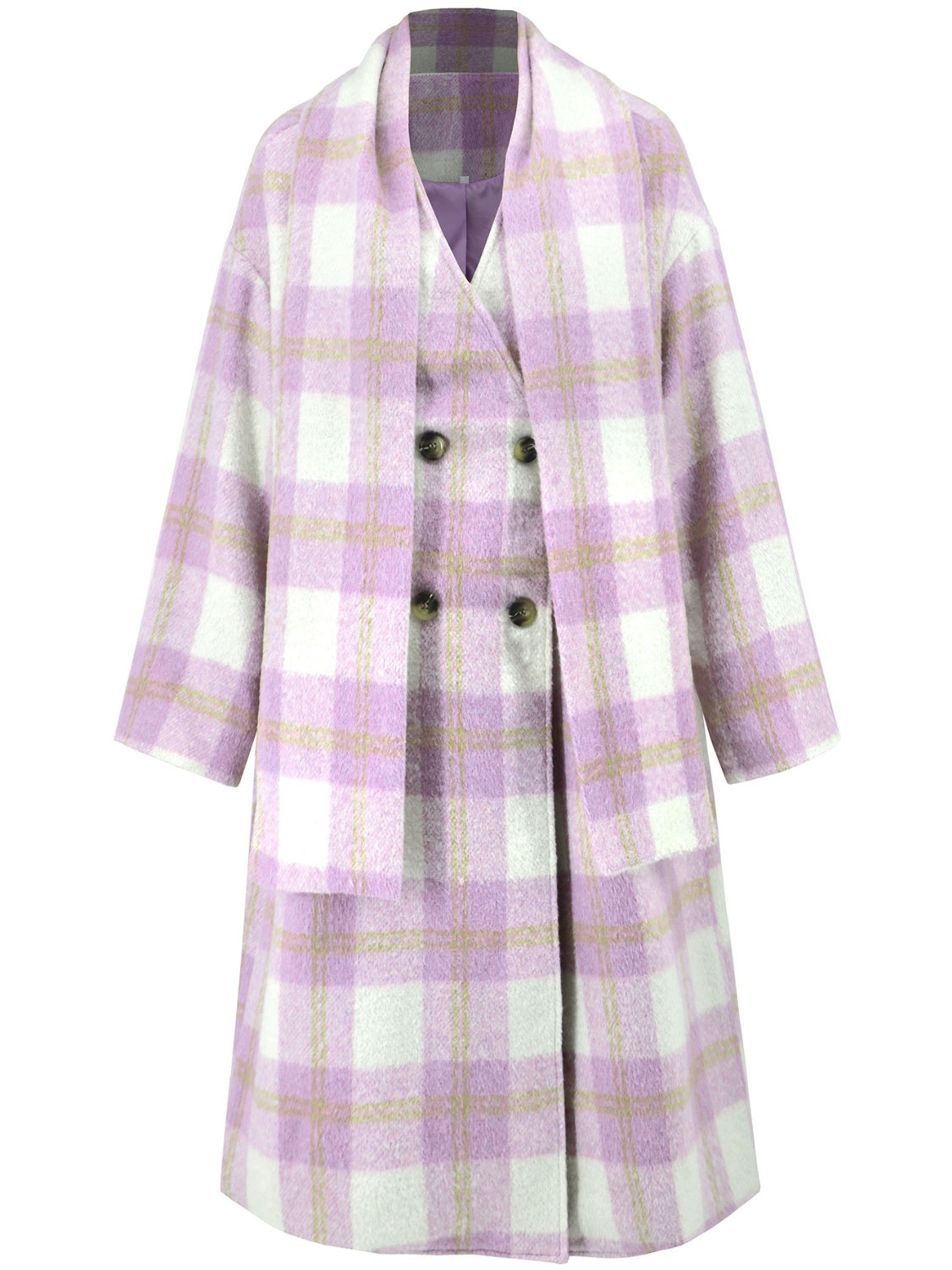 Thistle Plaid Button Up Long Sleeve Coat Coats & Jackets