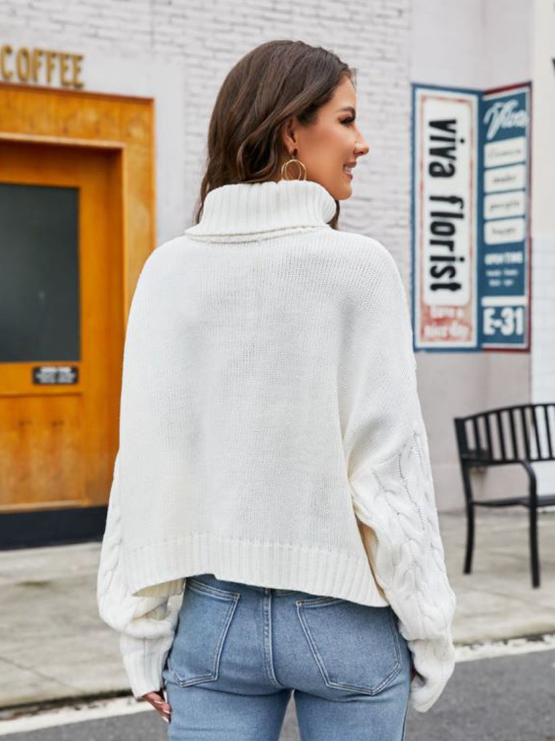 Light Gray Turtle Neck Cable-Knit Sweater Trends