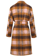 Sienna Tied Plaid Collared Neck Coat Coats & Jackets