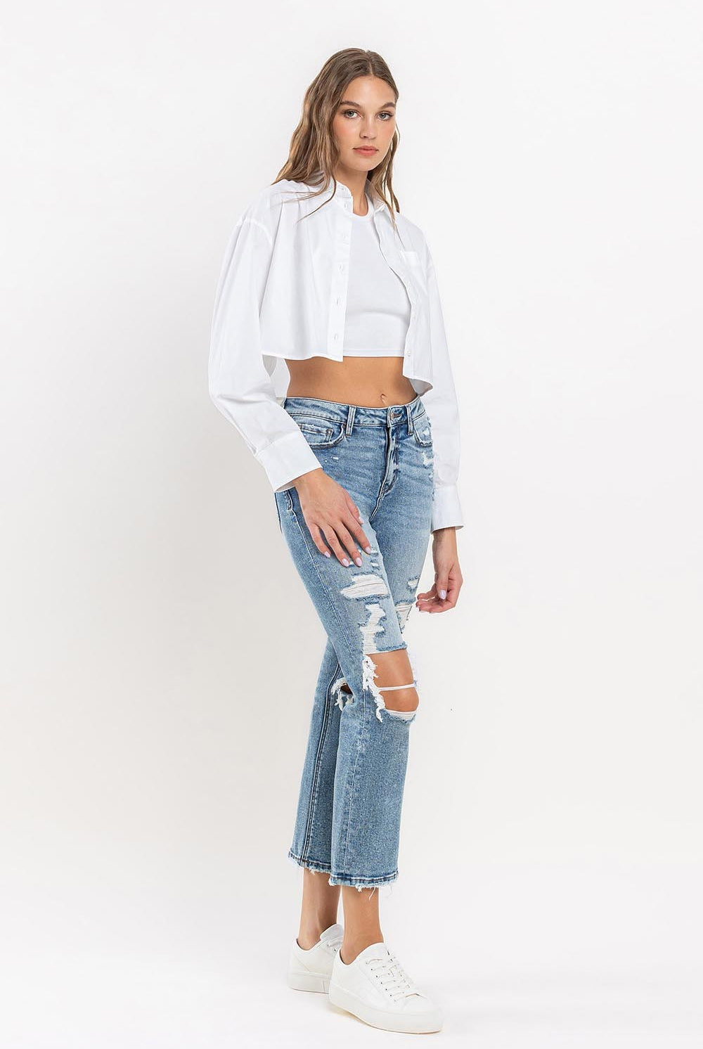 White Smoke Lovervet Full Size High Rise Slim Straight Jeans Denim