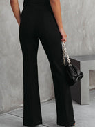 Dark Gray Front Slit Flare Leg Pants