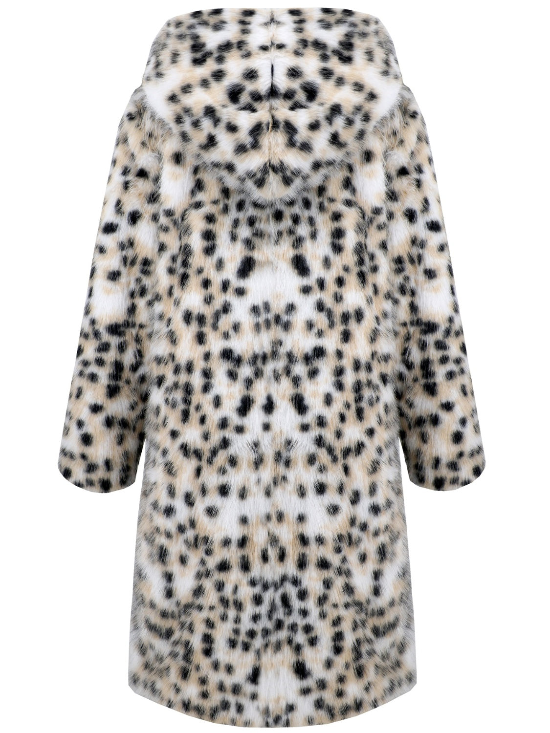 Gray That Girl Thermal Leopard Faux Fur Hooded Outerwear Coats & Jackets