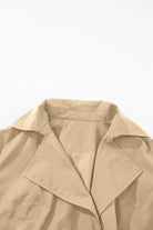 Light Gray Collared Neck Tie Waist Buttoned Long Sleeve Trench Coat Coats & Jackets