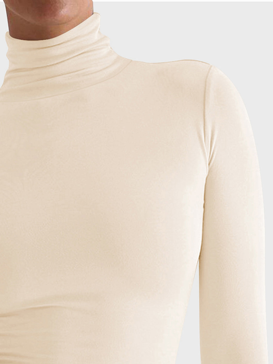 Light Gray Lovelet Turtleneck Long Sleeve T-Shirt Trends