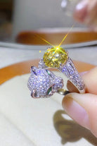 Gray 2 Carat Yellow Moissanite Animal Bypass Ring