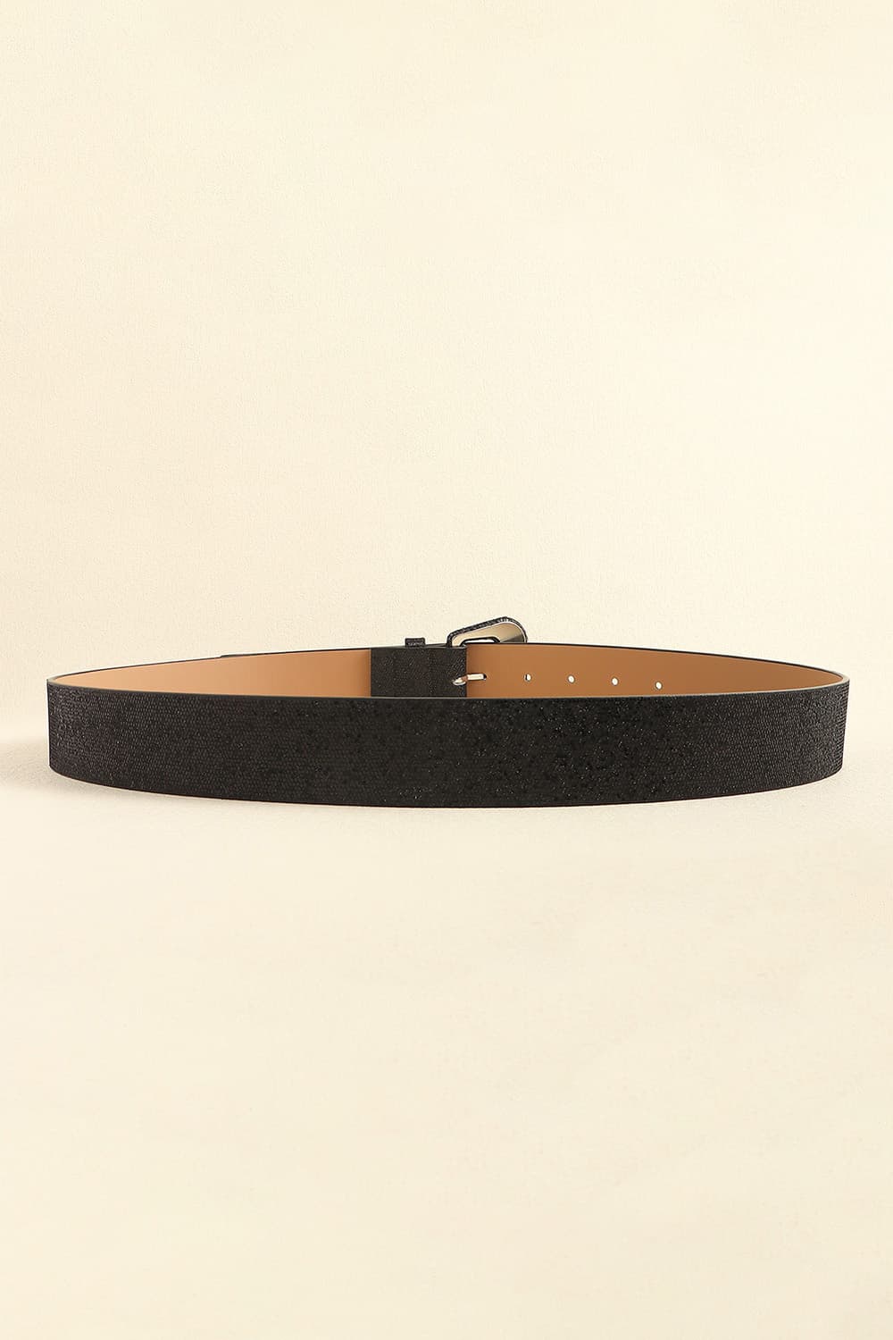 Beige Glitter PU Leather Belt