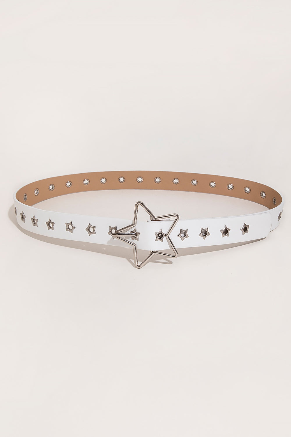 Antique White PU Leather Star Shape Buckle Belt