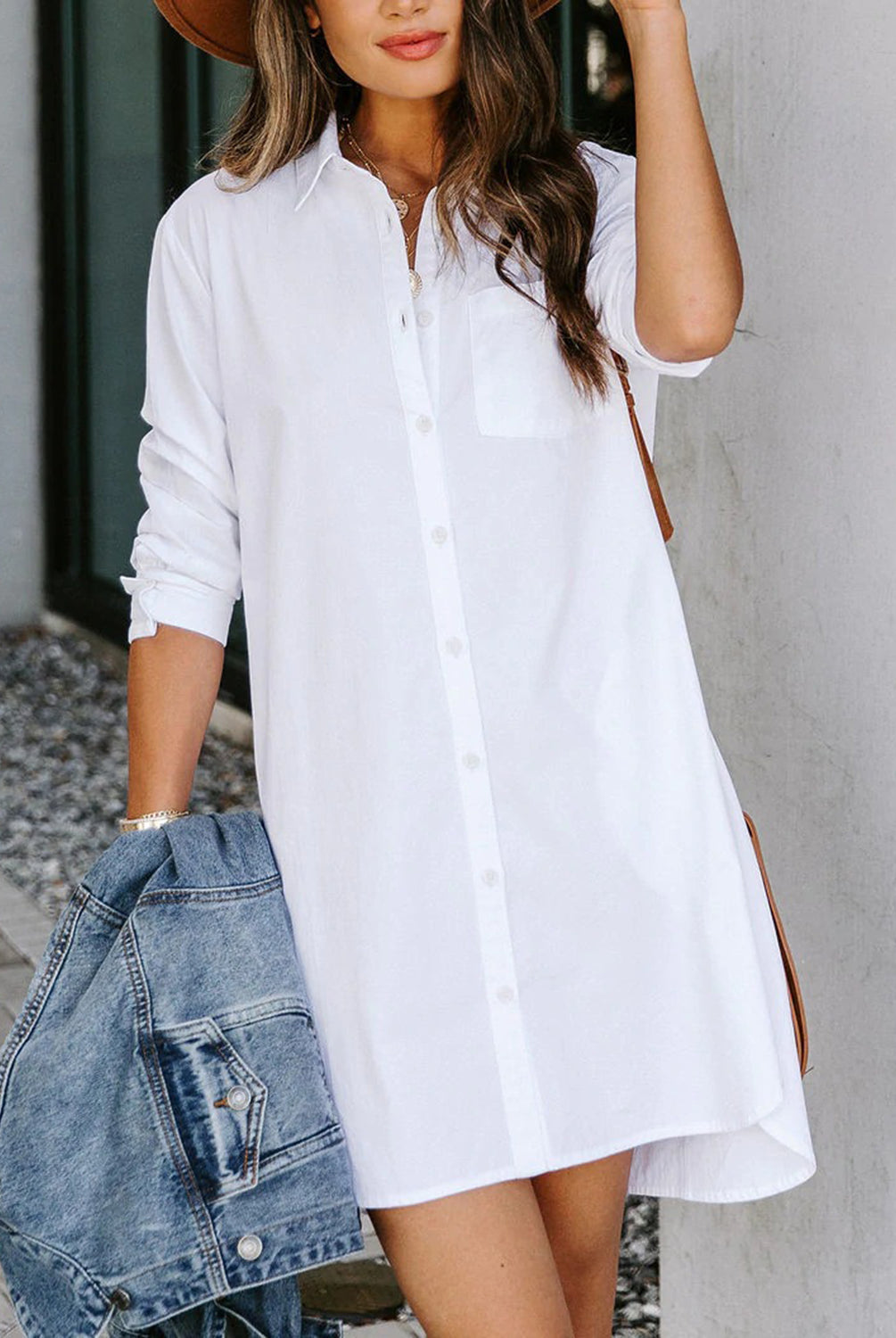long sleeve button up shirt dress Button Up Collared Neck Long Sleeve Shirt Dress Blush Pink / 2XL
