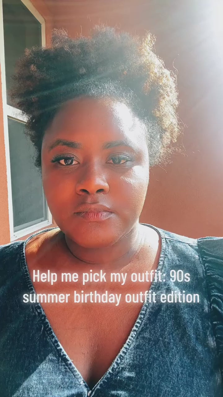 Exuse the voice over I wasn’t talking loud enough in the original 😅lol Anyway we live for a good 90s party!!! Let me know which outfit you think I should wear and I’ll show you the final look 😘 #pickmyoutfit #90sbirthdayparty #ootdplussizefashion 