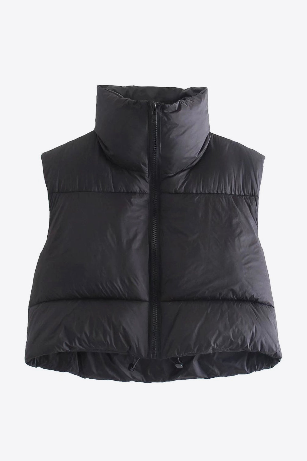 Dark Slate Gray Zip-Up Drawstring Puffer Vest Clothing