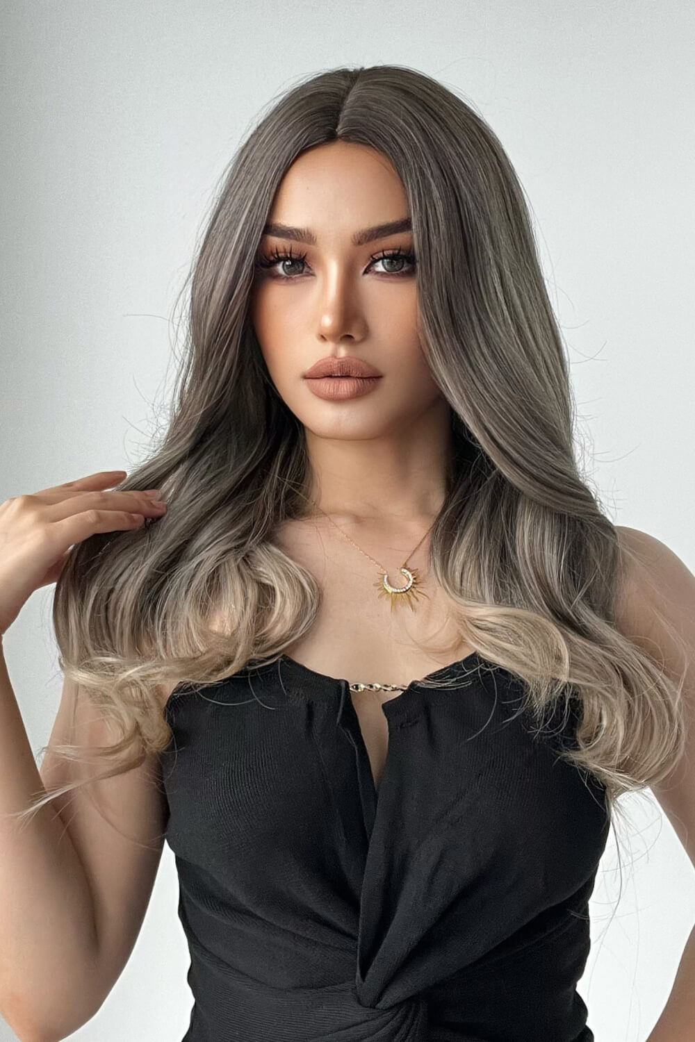 Gray Alexa 13*1" Full-Machine Wigs Synthetic Long Straight 24" Wigs