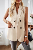 Light Gray Double-Breasted Sleeveless Blazer