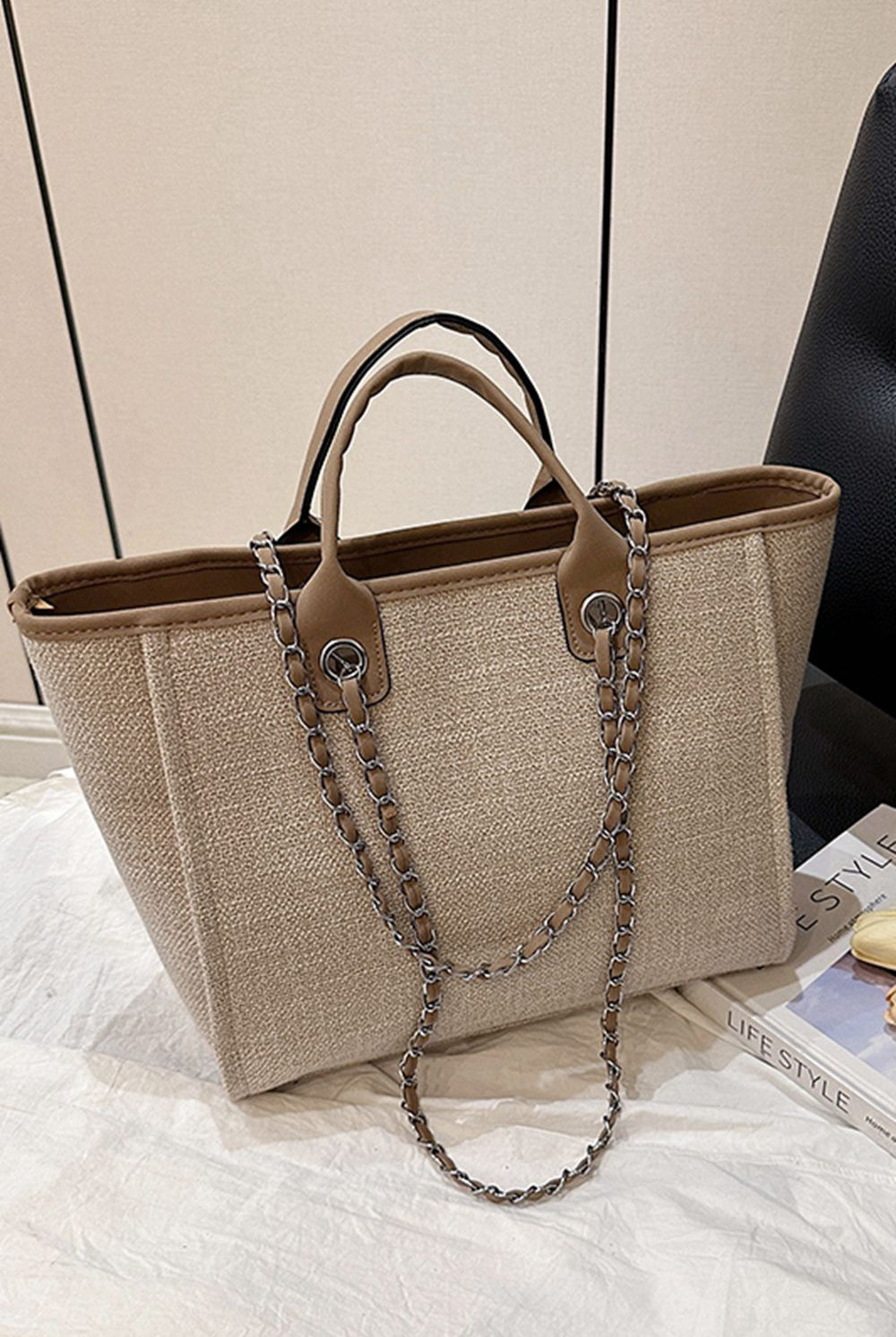 Light Gray Adored Polyester Tote Bag Handbags