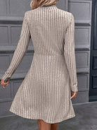 Slate Gray Decorative Button Mock Neck Long Sleeve Sweater Dress Capsule