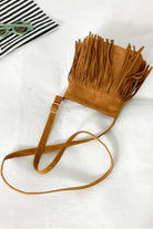 Beige Adored PU Leather Crossbody Bag with Fringe Handbags