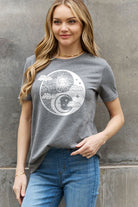Light Slate Gray Simply Love Full Size Sun and Moon Graphic Cotton Tee