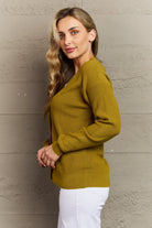 Rosy Brown Zenana Kiss Me Tonight Full Size Button Down Cardigan in Chartreuse Clothing