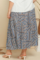 Rosy Brown Chase Your Dreams Plus Size Geometric Pleated Skirt Maxi Skirt