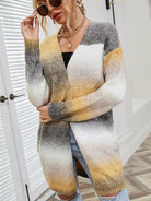 Gray Full Size Gradient Open Front Cardigan Plus Size Clothes