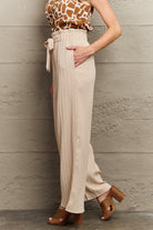 Rosy Brown Tie Waist Long Pants Clothing