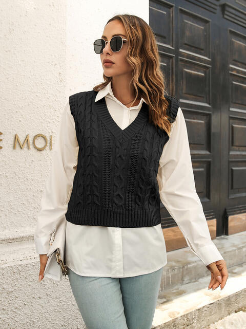 Dark Slate Gray Urban Style V-Neck Sweater Vest Winter Accessories
