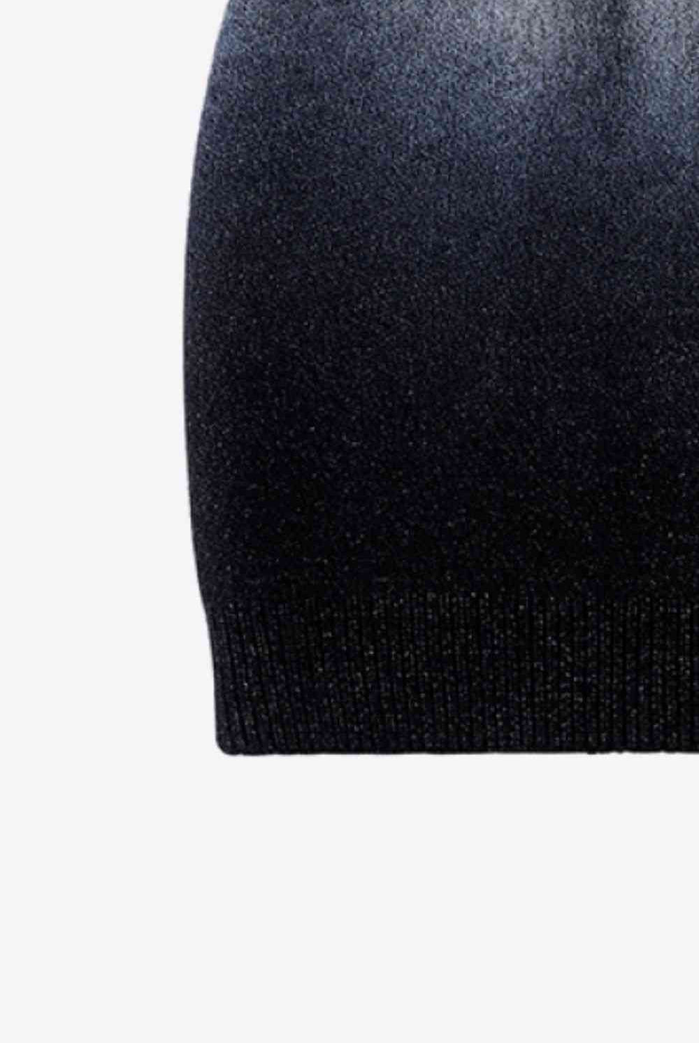 Black Gradient Knit Beanie Winter Accessories