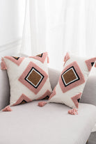 Light Gray Your New Obsession Geometric Graphic Tassel Pillow Cover Pillow Cover
