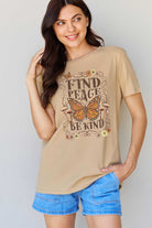 Gray Simply Love Full Size FIND PEACE BE KIND Graphic Cotton T-Shirt Graphic Tees