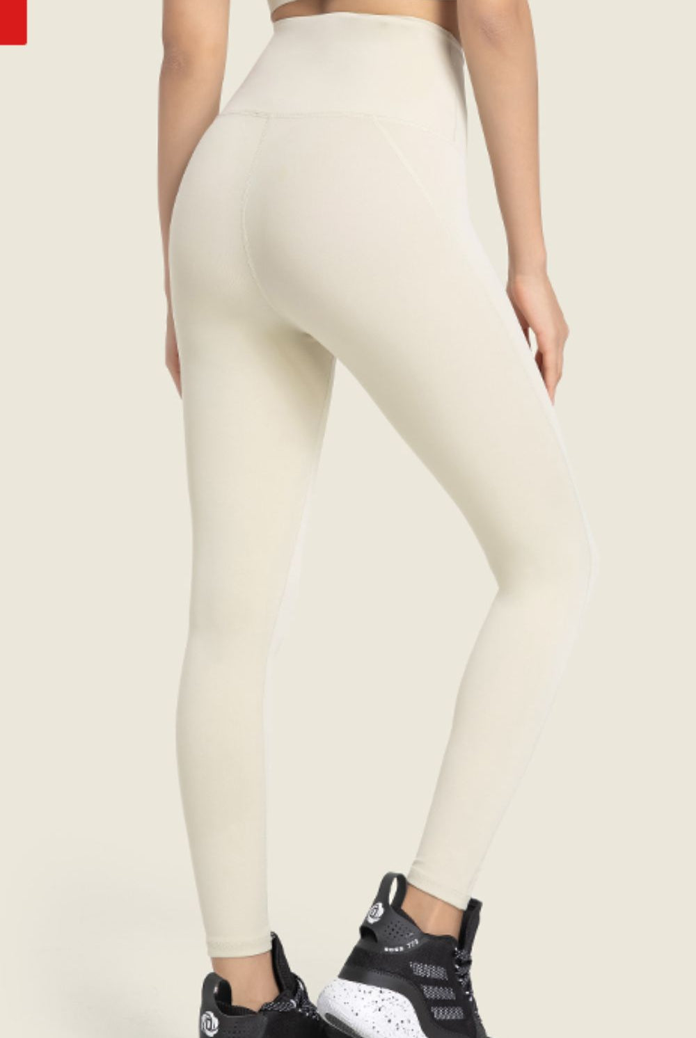 Antique White Seamless High-Rise Wide Waistband Yoga Leggings activewear