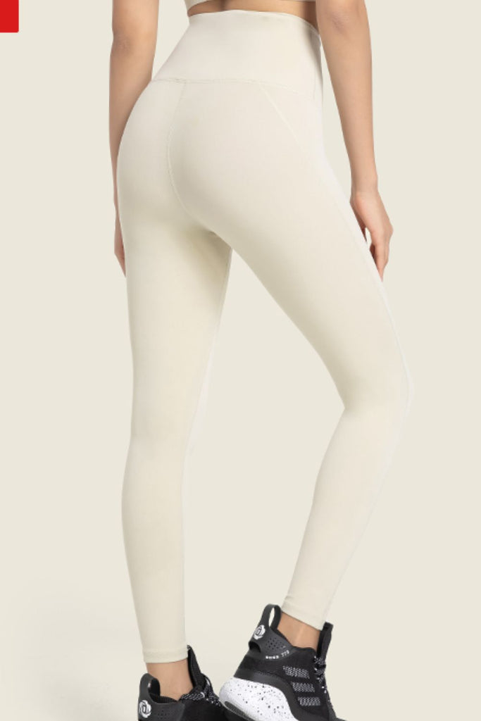 Antique White Seamless High-Rise Wide Waistband Yoga Leggings activewear