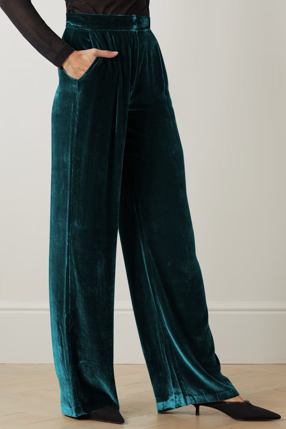 Gray Loose Fit High Waist Long Pants with Pockets Clothes