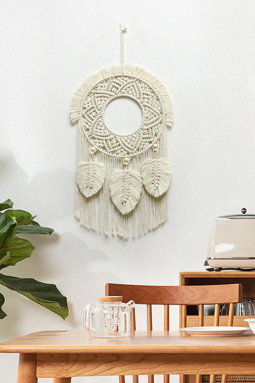 Antique White All About The Vibe Hand-Woven Fringe Macrame Wall Hanging Home